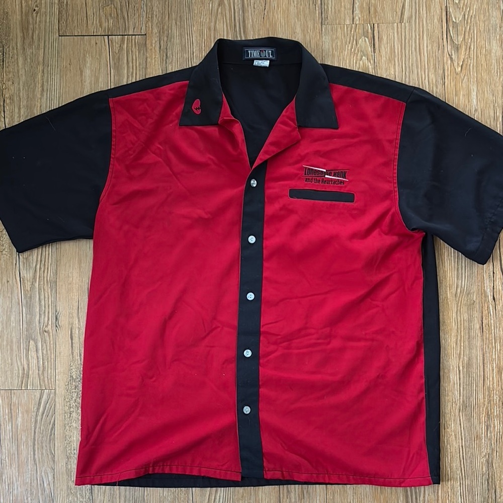 Casual Red and Black Button Down Shirt